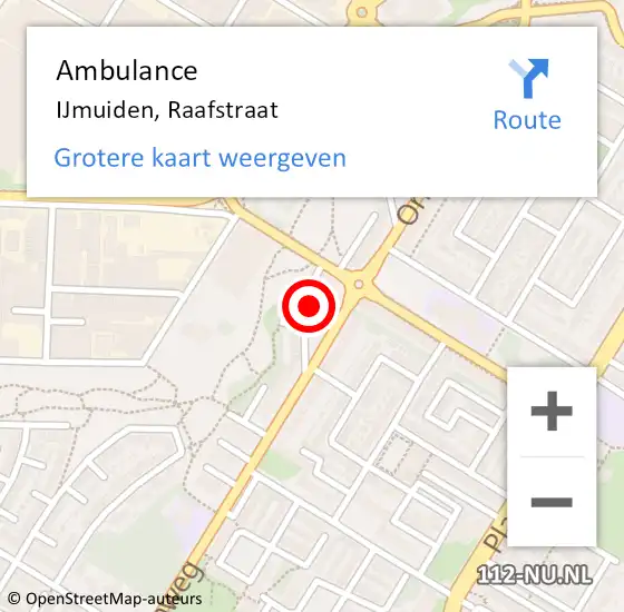 Locatie op kaart van de 112 melding: Ambulance IJmuiden, Raafstraat op 23 mei 2024 12:10