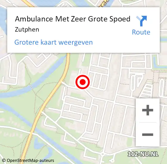 Locatie op kaart van de 112 melding: Ambulance Met Zeer Grote Spoed Naar Zutphen op 23 mei 2024 12:31