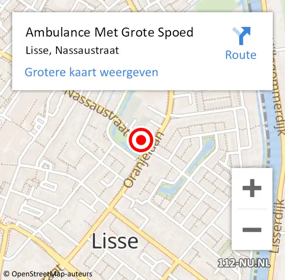 Locatie op kaart van de 112 melding: Ambulance Met Grote Spoed Naar Lisse, Nassaustraat op 23 mei 2024 12:36