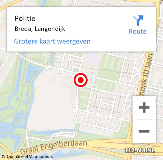Locatie op kaart van de 112 melding: Politie Breda, Langendijk op 23 mei 2024 13:00