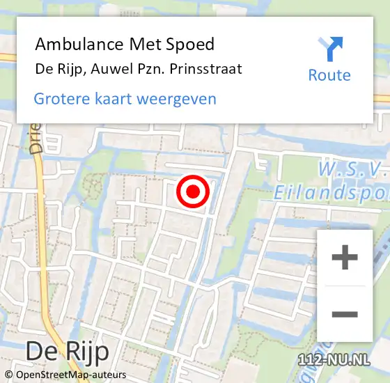 Locatie op kaart van de 112 melding: Ambulance Met Spoed Naar De Rijp, Auwel Pzn. Prinsstraat op 23 mei 2024 13:15