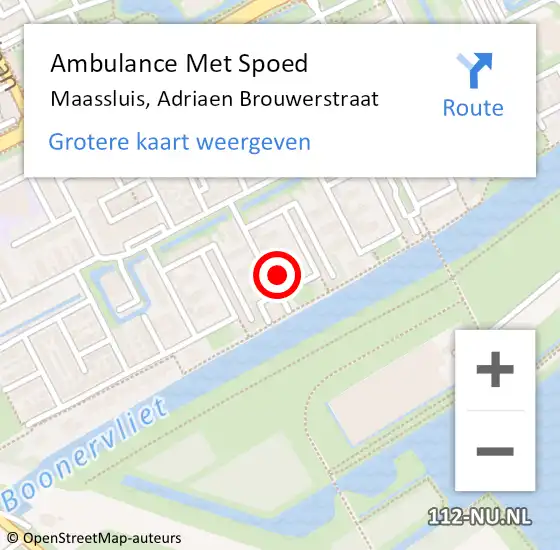 Locatie op kaart van de 112 melding: Ambulance Met Spoed Naar Maassluis, Adriaen Brouwerstraat op 23 mei 2024 13:40