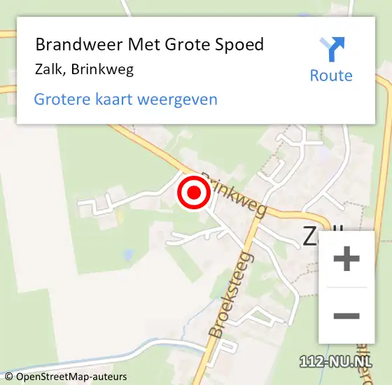 Locatie op kaart van de 112 melding: Brandweer Met Grote Spoed Naar Zalk, Brinkweg op 23 mei 2024 13:54