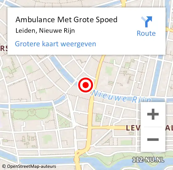Locatie op kaart van de 112 melding: Ambulance Met Grote Spoed Naar Leiden, Nieuwe Rijn op 23 mei 2024 13:54