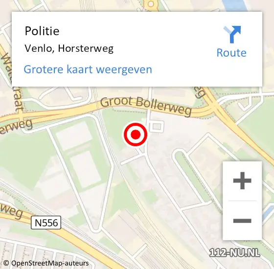 Locatie op kaart van de 112 melding: Politie Venlo, Horsterweg op 23 mei 2024 14:02