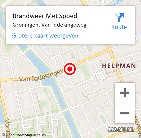 Locatie op kaart van de 112 melding: Brandweer Met Spoed Naar Groningen, Van Iddekingeweg op 23 mei 2024 14:05