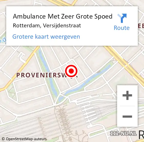 Locatie op kaart van de 112 melding: Ambulance Met Zeer Grote Spoed Naar Rotterdam, Versijdenstraat op 23 mei 2024 14:09