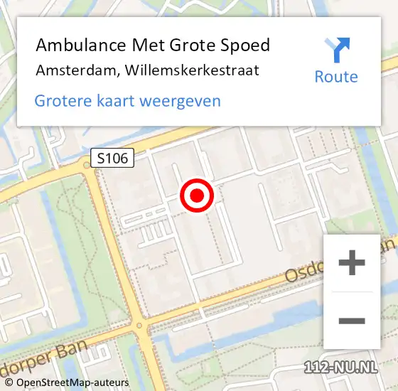 Locatie op kaart van de 112 melding: Ambulance Met Grote Spoed Naar Amsterdam, Willemskerkestraat op 23 mei 2024 14:18