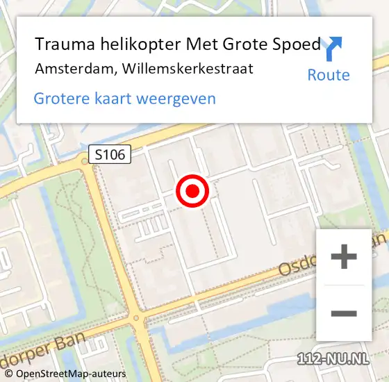 Locatie op kaart van de 112 melding: Trauma helikopter Met Grote Spoed Naar Amsterdam, Willemskerkestraat op 23 mei 2024 14:20