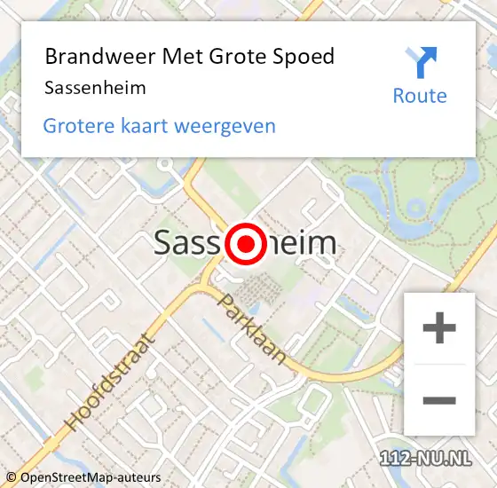 Locatie op kaart van de 112 melding: Brandweer Met Grote Spoed Naar Sassenheim op 23 mei 2024 14:25