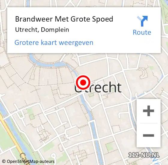 Locatie op kaart van de 112 melding: Brandweer Met Grote Spoed Naar Utrecht, Domplein op 23 mei 2024 14:39