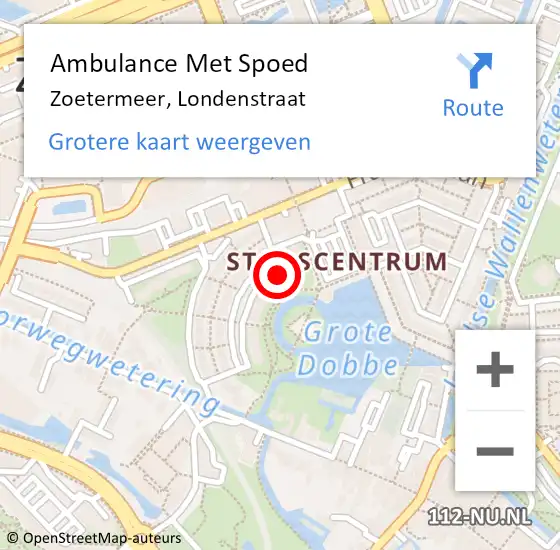 Locatie op kaart van de 112 melding: Ambulance Met Spoed Naar Zoetermeer, Londenstraat op 23 mei 2024 14:41