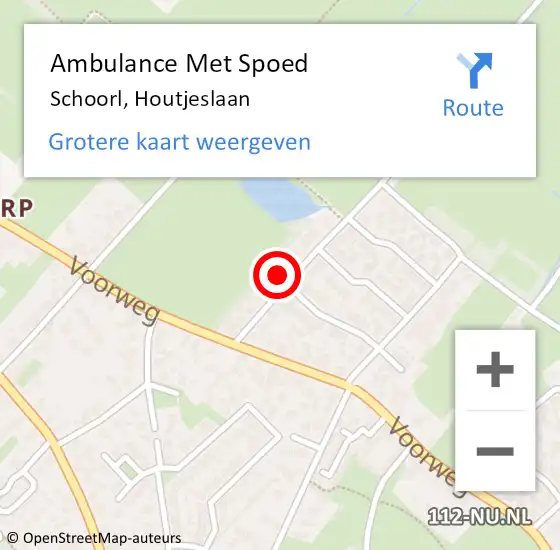 Locatie op kaart van de 112 melding: Ambulance Met Spoed Naar Schoorl, Houtjeslaan op 23 mei 2024 14:52