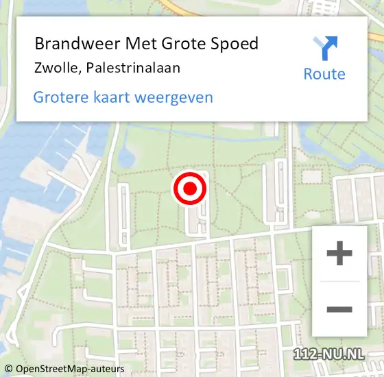 Locatie op kaart van de 112 melding: Brandweer Met Grote Spoed Naar Zwolle, Palestrinalaan op 23 mei 2024 14:54