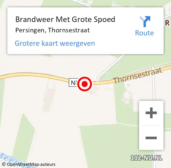 Locatie op kaart van de 112 melding: Brandweer Met Grote Spoed Naar Persingen, Thornsestraat op 6 oktober 2014 22:09