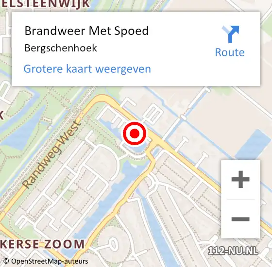 Locatie op kaart van de 112 melding: Brandweer Met Spoed Naar Bergschenhoek op 23 mei 2024 15:00
