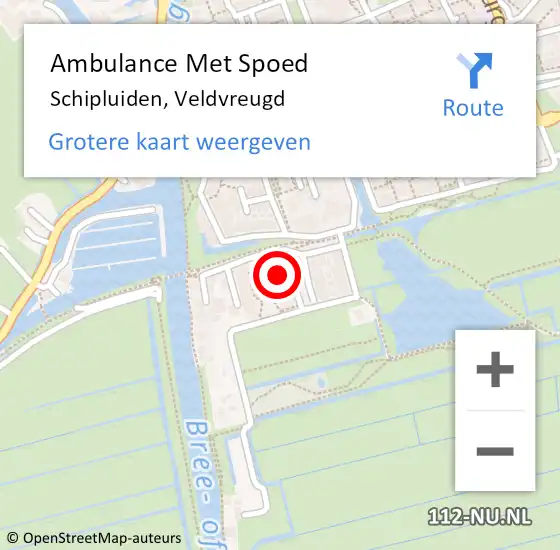 Locatie op kaart van de 112 melding: Ambulance Met Spoed Naar Schipluiden, Veldvreugd op 23 mei 2024 15:02