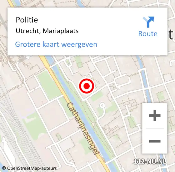 Locatie op kaart van de 112 melding: Politie Utrecht, Mariaplaats op 23 mei 2024 15:24