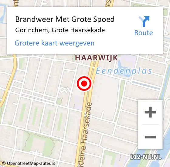 Locatie op kaart van de 112 melding: Brandweer Met Grote Spoed Naar Gorinchem, Grote Haarsekade op 23 mei 2024 15:31