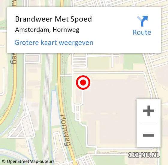 Locatie op kaart van de 112 melding: Brandweer Met Spoed Naar Amsterdam, Hornweg op 23 mei 2024 15:44
