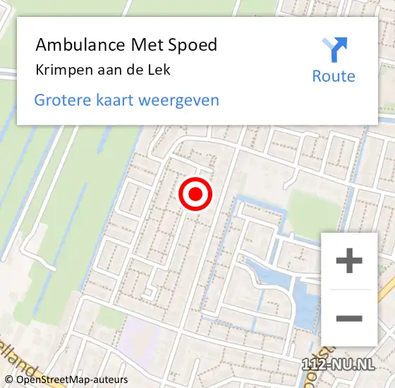 Locatie op kaart van de 112 melding: Ambulance Met Spoed Naar Krimpen aan de Lek op 23 mei 2024 15:45