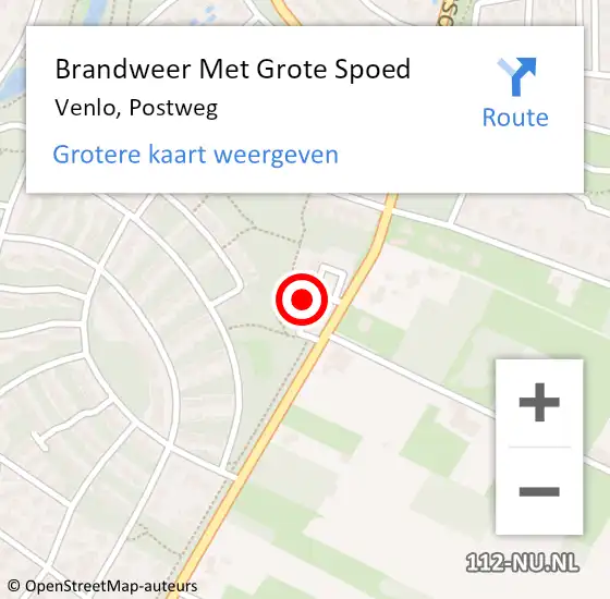 Locatie op kaart van de 112 melding: Brandweer Met Grote Spoed Naar Venlo, Postweg op 23 mei 2024 15:49