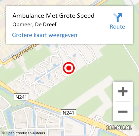 Locatie op kaart van de 112 melding: Ambulance Met Grote Spoed Naar Opmeer, De Dreef op 23 mei 2024 16:09
