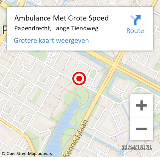 Locatie op kaart van de 112 melding: Ambulance Met Grote Spoed Naar Papendrecht, Lange Tiendweg op 23 mei 2024 16:11