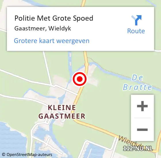 Locatie op kaart van de 112 melding: Politie Met Grote Spoed Naar Gaastmeer, Wieldyk op 23 mei 2024 16:16