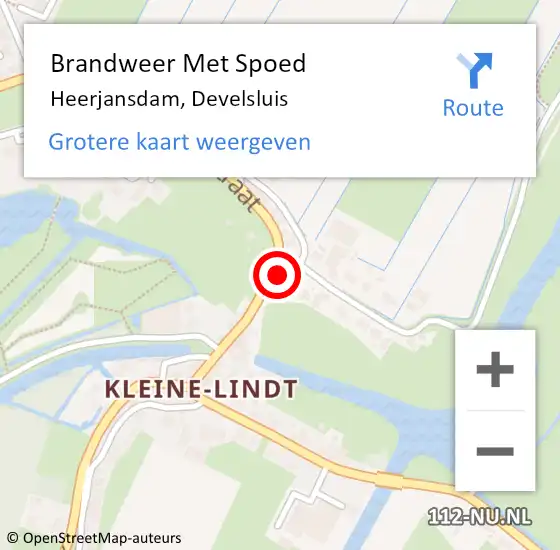 Locatie op kaart van de 112 melding: Brandweer Met Spoed Naar Heerjansdam, Develsluis op 6 oktober 2014 22:26