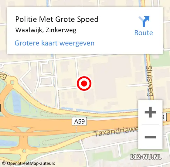 Locatie op kaart van de 112 melding: Politie Met Grote Spoed Naar Waalwijk, Zinkerweg op 23 mei 2024 16:18