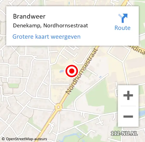 Locatie op kaart van de 112 melding: Brandweer Denekamp, Nordhornsestraat op 23 mei 2024 16:37