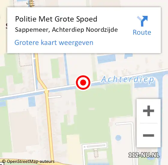 Locatie op kaart van de 112 melding: Politie Met Grote Spoed Naar Sappemeer, Achterdiep Noordzijde op 23 mei 2024 16:38