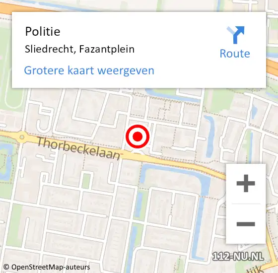 Locatie op kaart van de 112 melding: Politie Sliedrecht, Fazantplein op 23 mei 2024 16:49