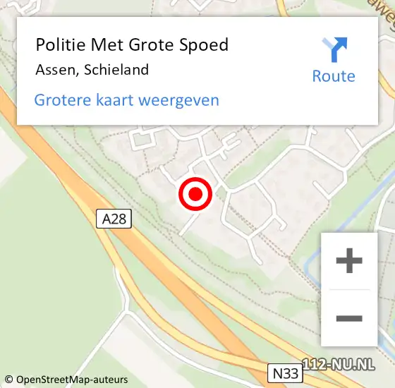 Locatie op kaart van de 112 melding: Politie Met Grote Spoed Naar Assen, Schieland op 23 mei 2024 16:55