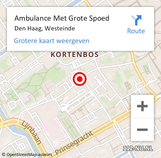 Locatie op kaart van de 112 melding: Ambulance Met Grote Spoed Naar Den Haag, Westeinde op 23 mei 2024 16:57