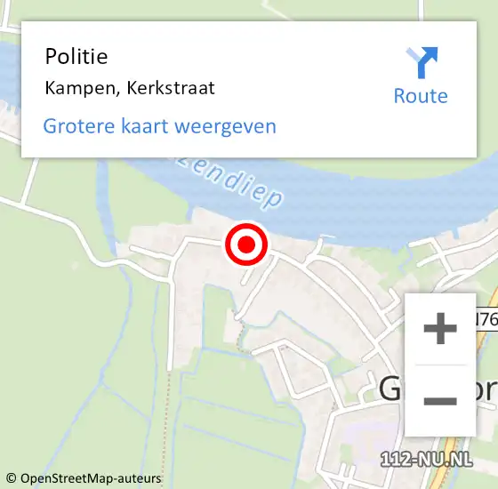 Locatie op kaart van de 112 melding: Politie Kampen, Kerkstraat op 23 mei 2024 17:04