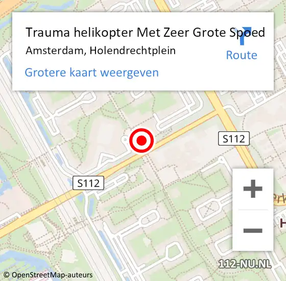 Locatie op kaart van de 112 melding: Trauma helikopter Met Zeer Grote Spoed Naar Amsterdam, Holendrechtplein op 23 mei 2024 17:11