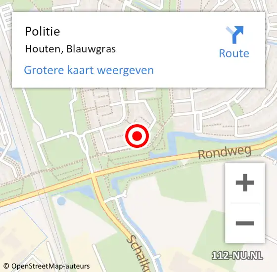 Locatie op kaart van de 112 melding: Politie Houten, Blauwgras op 23 mei 2024 17:16