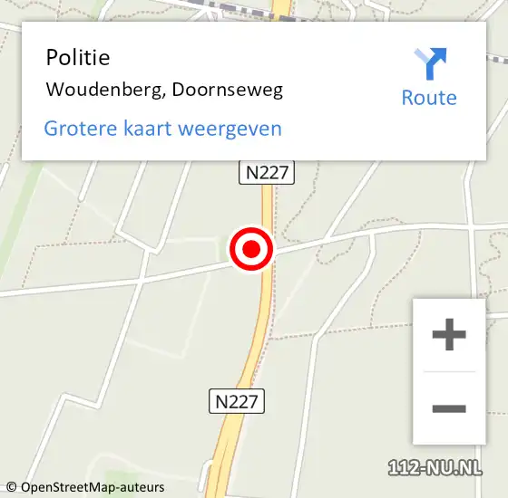 Locatie op kaart van de 112 melding: Politie Woudenberg, Doornseweg op 23 mei 2024 17:37