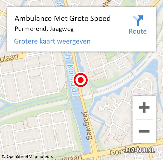 Locatie op kaart van de 112 melding: Ambulance Met Grote Spoed Naar Purmerend, Jaagweg op 23 mei 2024 17:37