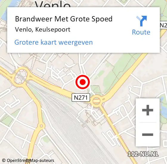 Locatie op kaart van de 112 melding: Brandweer Met Grote Spoed Naar Venlo, Keulsepoort op 23 mei 2024 17:45