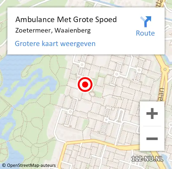 Locatie op kaart van de 112 melding: Ambulance Met Grote Spoed Naar Zoetermeer, Waaienberg op 23 mei 2024 18:07