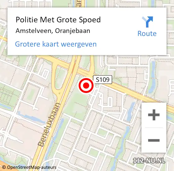 Locatie op kaart van de 112 melding: Politie Met Grote Spoed Naar Amstelveen, Oranjebaan op 23 mei 2024 18:17