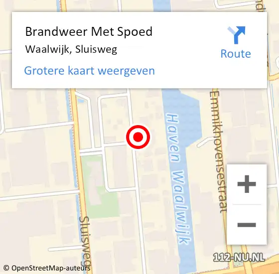 Locatie op kaart van de 112 melding: Brandweer Met Spoed Naar Waalwijk, Sluisweg op 23 mei 2024 18:35