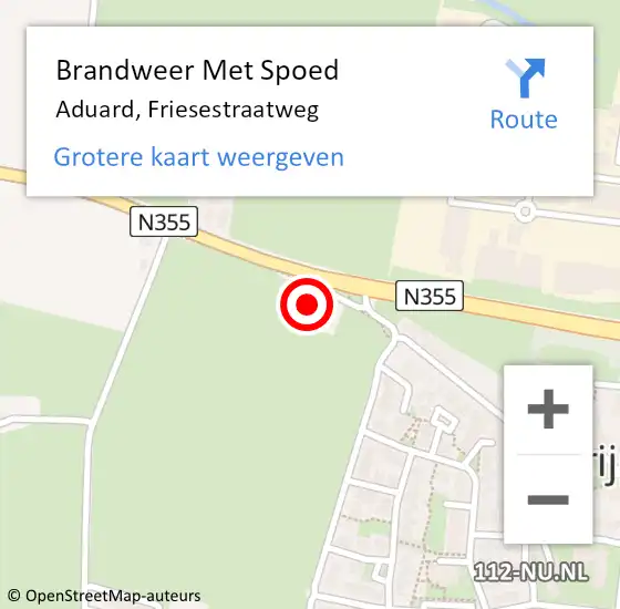 Locatie op kaart van de 112 melding: Brandweer Met Spoed Naar Aduard, Friesestraatweg op 23 mei 2024 18:43