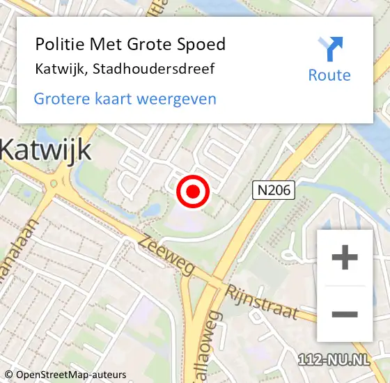 Locatie op kaart van de 112 melding: Politie Met Grote Spoed Naar Katwijk, Stadhoudersdreef op 23 mei 2024 18:48