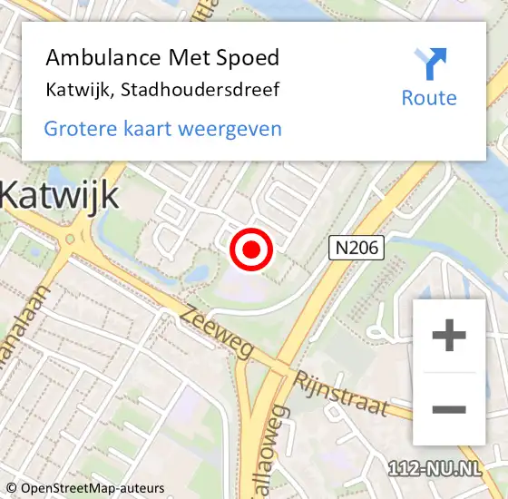 Locatie op kaart van de 112 melding: Ambulance Met Spoed Naar Katwijk, Stadhoudersdreef op 23 mei 2024 18:50