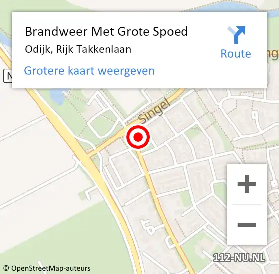 Locatie op kaart van de 112 melding: Brandweer Met Grote Spoed Naar Odijk, Rijk Takkenlaan op 23 mei 2024 18:52