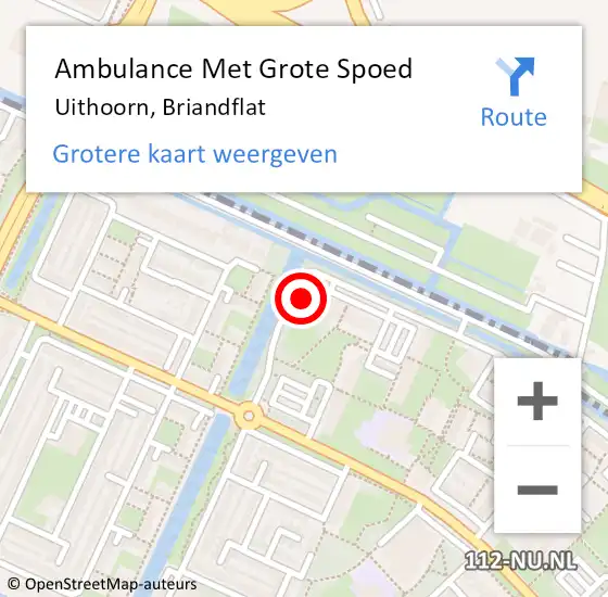 Locatie op kaart van de 112 melding: Ambulance Met Grote Spoed Naar Uithoorn, Briandflat op 23 mei 2024 18:53